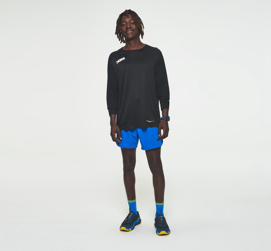 Hoka One One Top Herre - Performance 3/4 Sleeve - Sort - 209476DFM